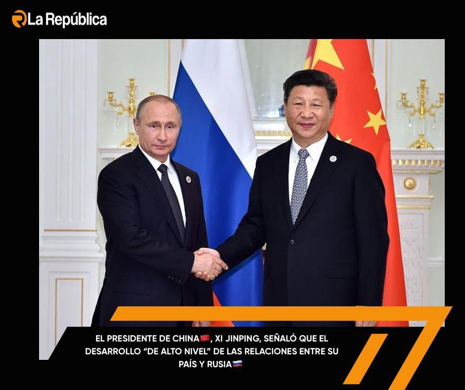 El presidente de China🇨🇳, Xi Jinping, señaló que el desarrollo “de alto nivel” de las relaciones entre su país y Rusia🇷🇺 “es una fuente  - Cover Image